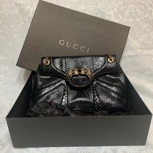 Vintage Gucci Limited Edition Tom Ford Black Python Jeweled Dragon Flap Handbag